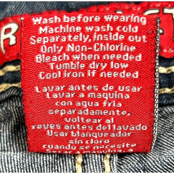 Red Rivet Womens Cropped Size 11 Blue Jeans Thick Stitch Distressed Straight E3 - Picture 11 of 11